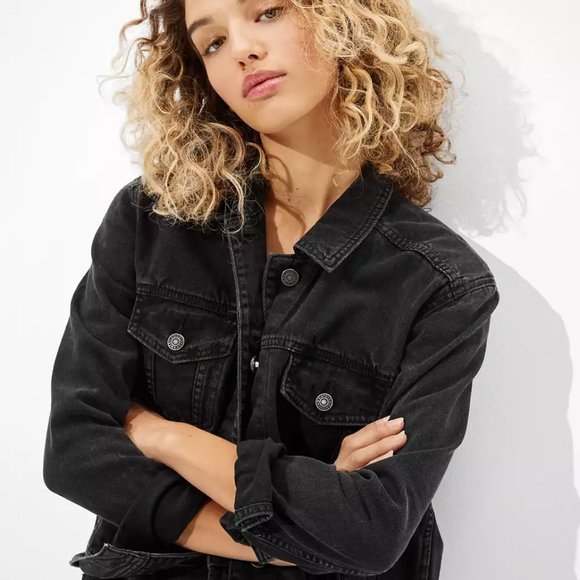 AE Black Denim Jacket Black - Picture 5 of 5